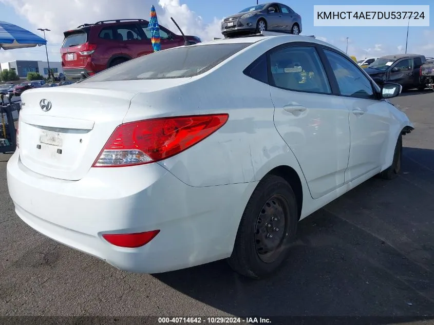 2013 Hyundai Accent Gls VIN: KMHCT4AE7DU537724 Lot: 40714642