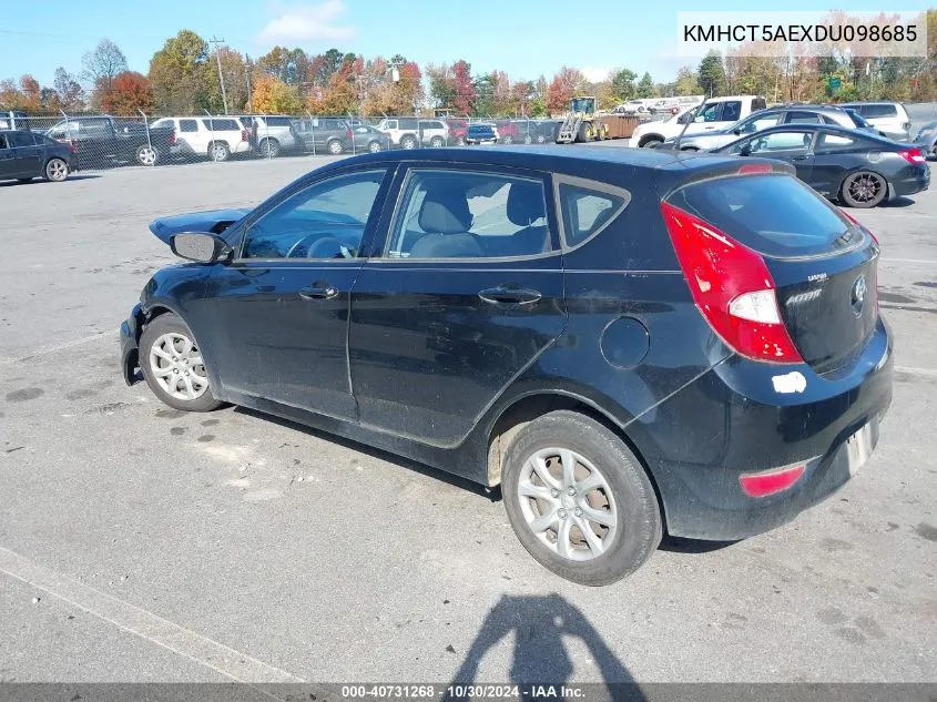 2013 Hyundai Accent Gs VIN: KMHCT5AEXDU098685 Lot: 40731268