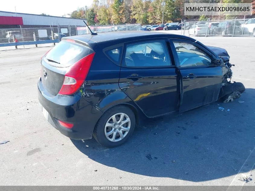 2013 Hyundai Accent Gs VIN: KMHCT5AEXDU098685 Lot: 40731268