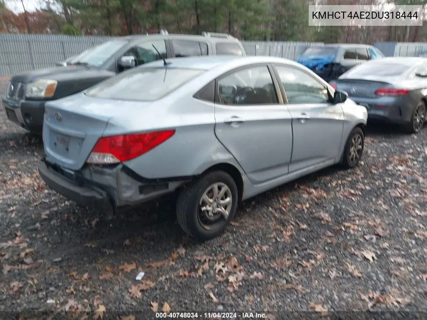 2013 Hyundai Accent Gls VIN: KMHCT4AE2DU318444 Lot: 40748034