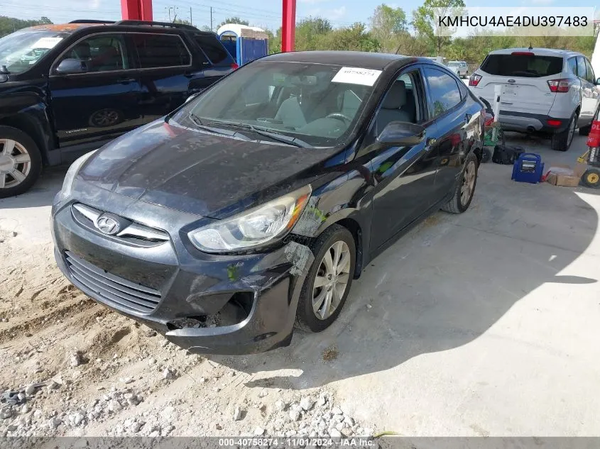 2013 Hyundai Accent Gls VIN: KMHCU4AE4DU397483 Lot: 40758274