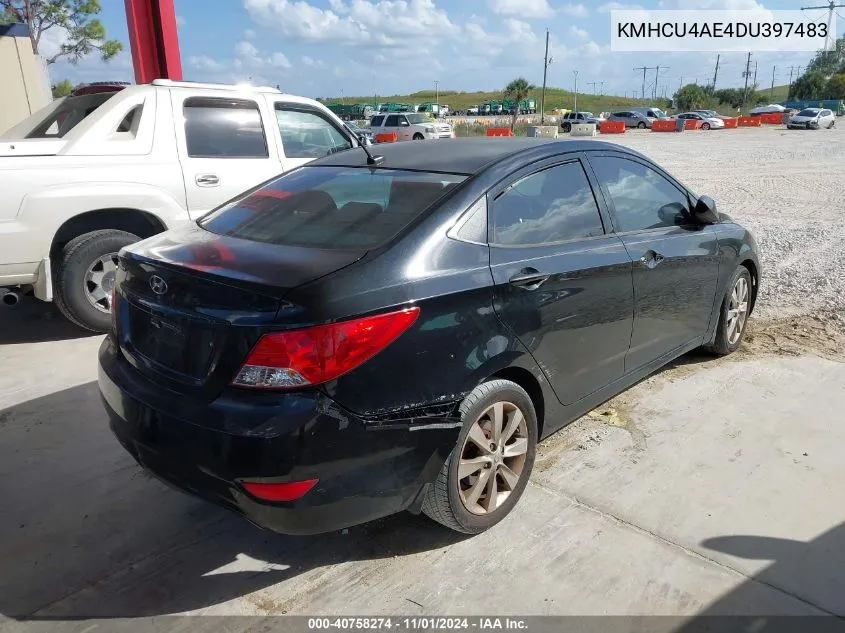 2013 Hyundai Accent Gls VIN: KMHCU4AE4DU397483 Lot: 40758274