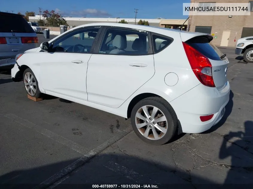 2013 Hyundai Accent Se VIN: KMHCU5AE5DU111744 Lot: 40759977