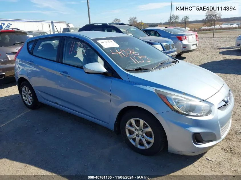 2013 Hyundai Accent Gs VIN: KMHCT5AE4DU114394 Lot: 40761135