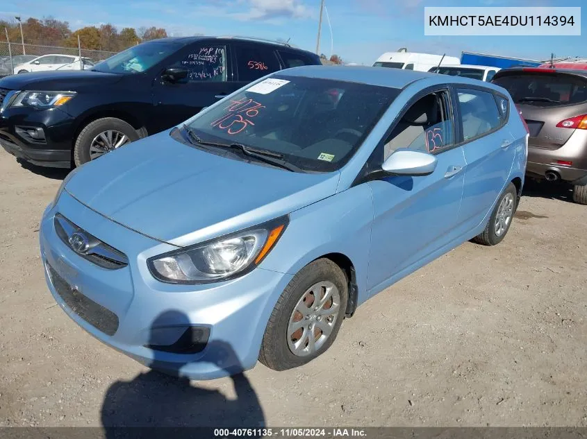 2013 Hyundai Accent Gs VIN: KMHCT5AE4DU114394 Lot: 40761135