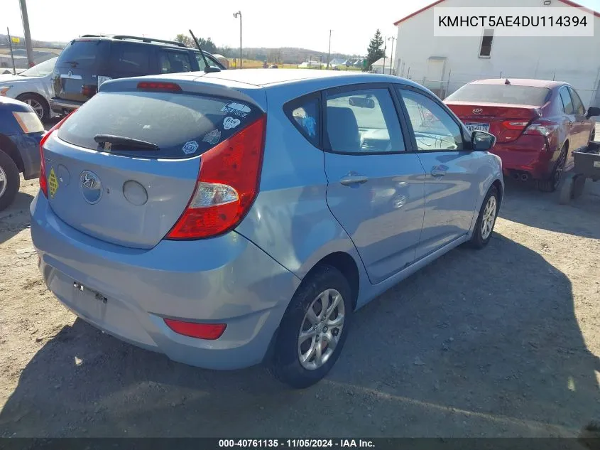 2013 Hyundai Accent Gs VIN: KMHCT5AE4DU114394 Lot: 40761135