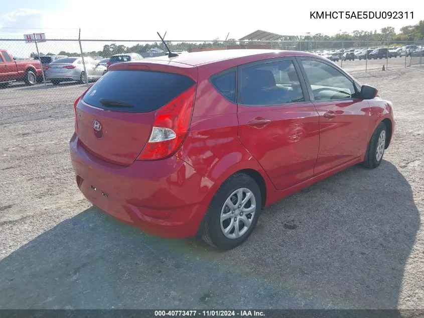 2013 Hyundai Accent Gs VIN: KMHCT5AE5DU092311 Lot: 40773477