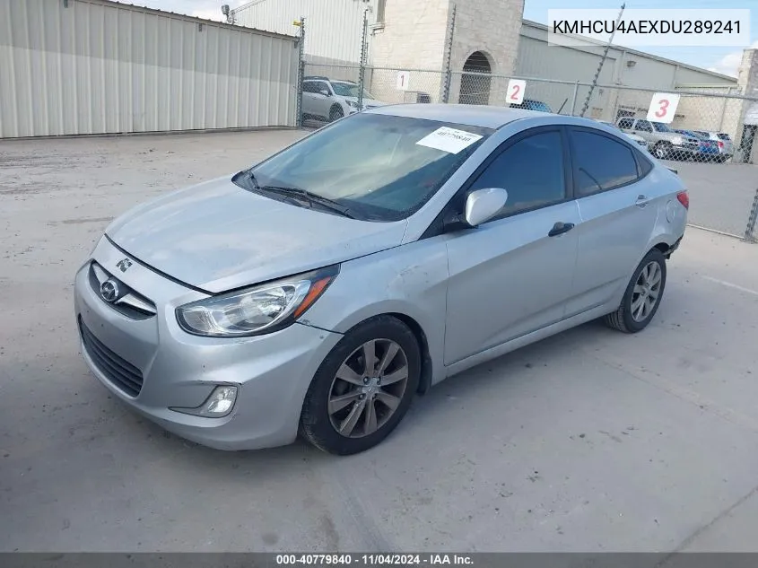 2013 Hyundai Accent Gls VIN: KMHCU4AEXDU289241 Lot: 40779840