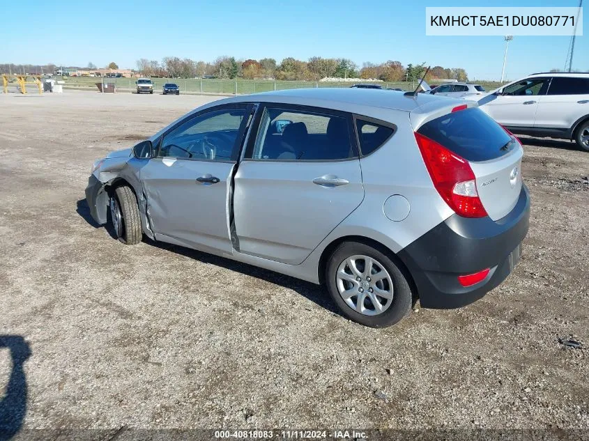 2013 Hyundai Accent Gs VIN: KMHCT5AE1DU080771 Lot: 40818083