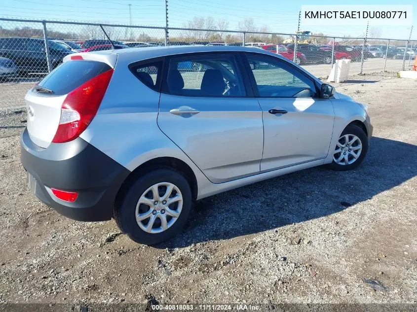 2013 Hyundai Accent Gs VIN: KMHCT5AE1DU080771 Lot: 40818083