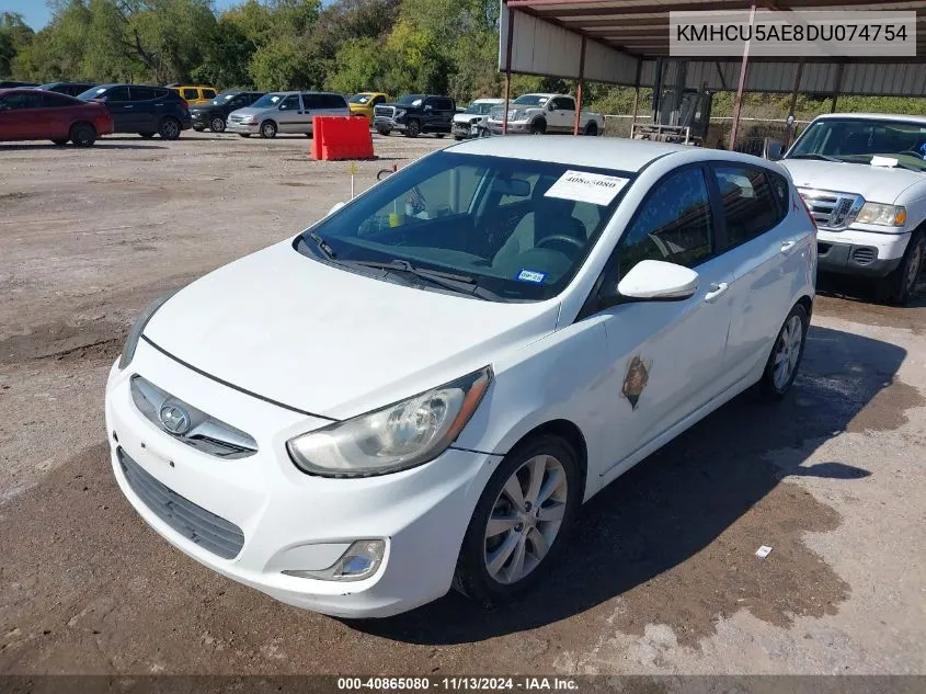 2013 Hyundai Accent Se VIN: KMHCU5AE8DU074754 Lot: 40865080