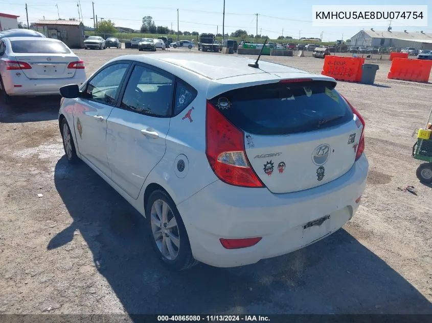 2013 Hyundai Accent Se VIN: KMHCU5AE8DU074754 Lot: 40865080