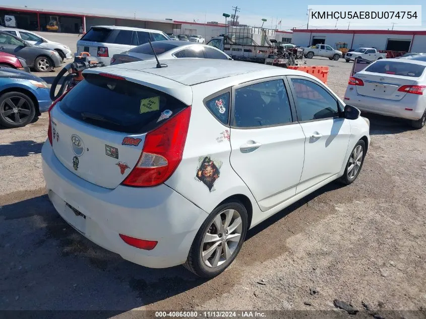 2013 Hyundai Accent Se VIN: KMHCU5AE8DU074754 Lot: 40865080