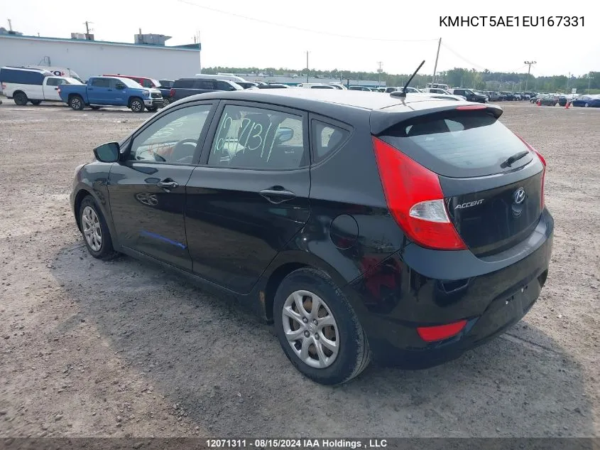 2014 Hyundai Accent Gl VIN: KMHCT5AE1EU167331 Lot: 12071311