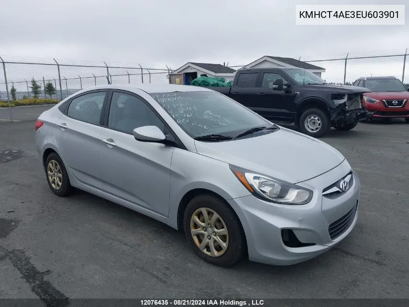 2014 Hyundai Accent Gls/Gs VIN: KMHCT4AE3EU603901 Lot: 12076435