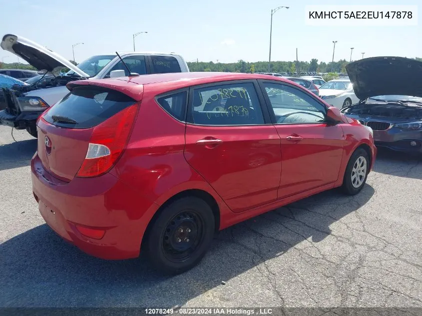 2014 Hyundai Accent VIN: KMHCT5AE2EU147878 Lot: 12078249