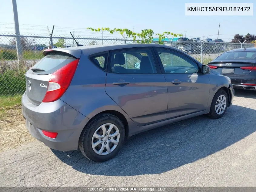 2014 Hyundai Accent Gl VIN: KMHCT5AE9EU187472 Lot: 12081257