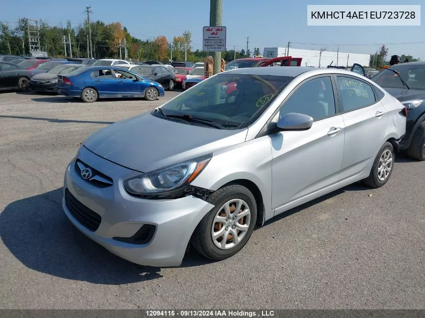 2014 Hyundai Accent Gl VIN: KMHCT4AE1EU723728 Lot: 12094115