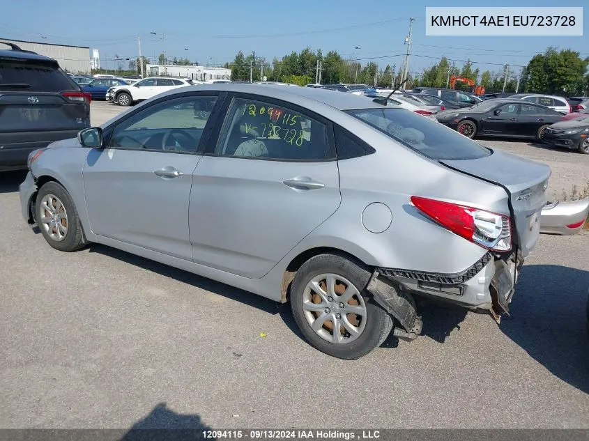 2014 Hyundai Accent Gl VIN: KMHCT4AE1EU723728 Lot: 12094115