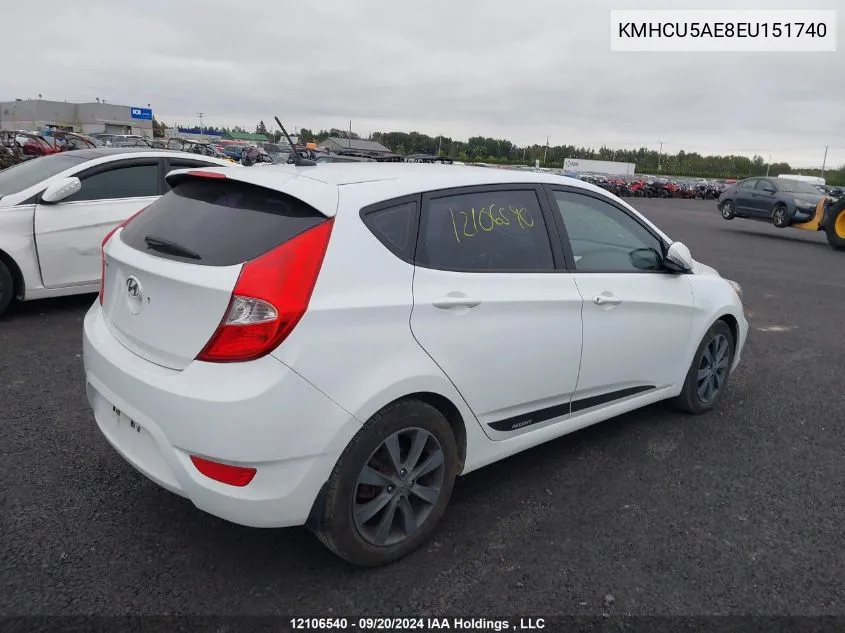 KMHCU5AE8EU151740 2014 Hyundai Accent Gls/Se