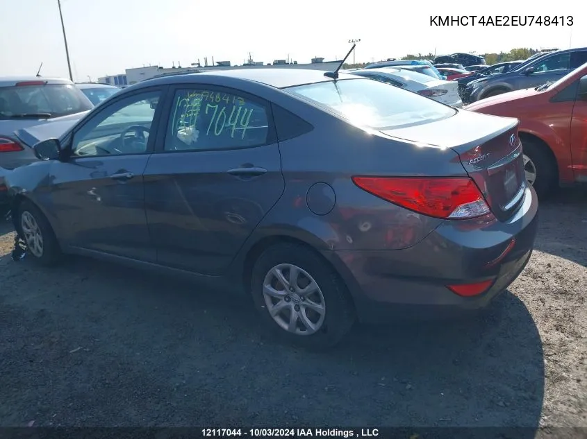 2014 Hyundai Accent VIN: KMHCT4AE2EU748413 Lot: 12117044