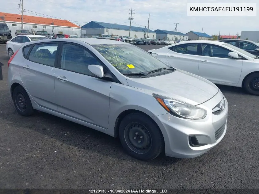 2014 Hyundai Accent Gls/Gs VIN: KMHCT5AE4EU191199 Lot: 12120135