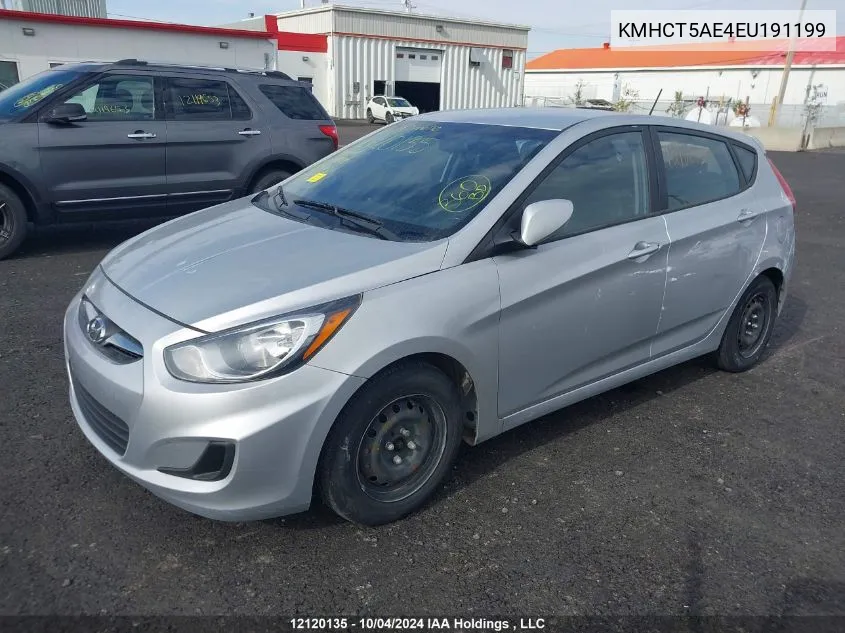 2014 Hyundai Accent Gls/Gs VIN: KMHCT5AE4EU191199 Lot: 12120135