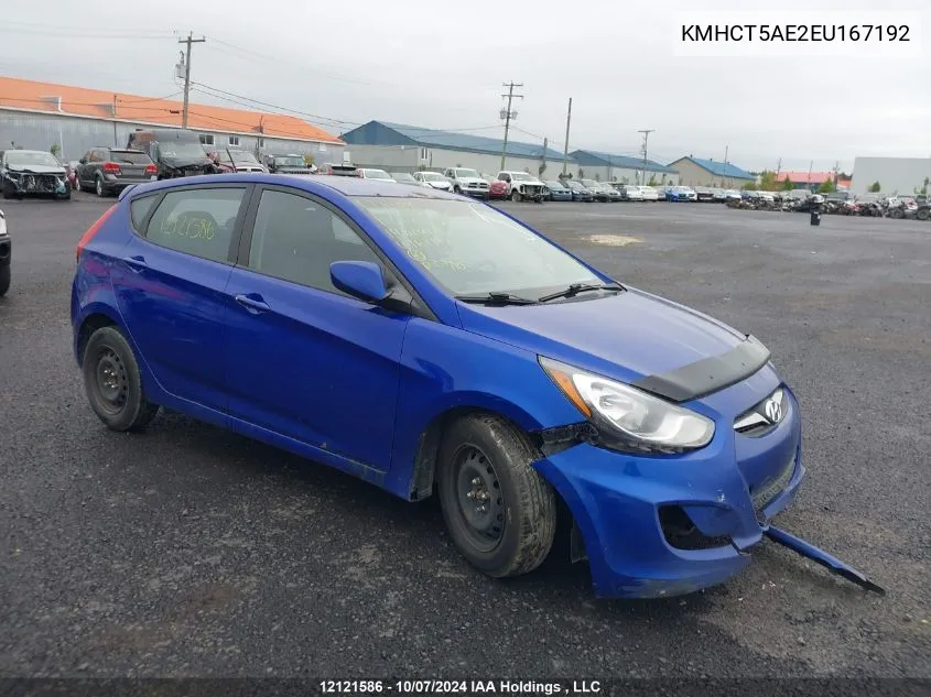 2014 Hyundai Accent Gl VIN: KMHCT5AE2EU167192 Lot: 12121586