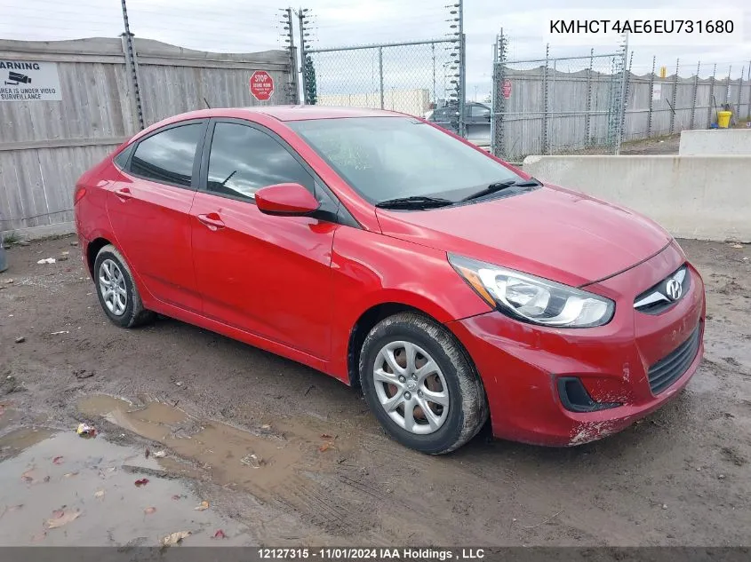 2014 Hyundai Accent Gls/Gs VIN: KMHCT4AE6EU731680 Lot: 12127315