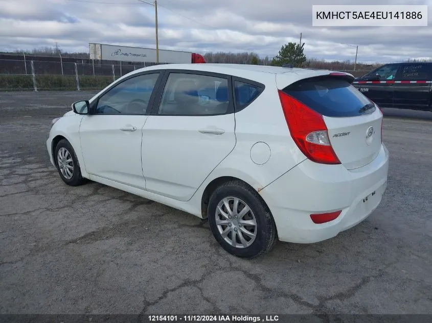 2014 Hyundai Accent Gls/Gs VIN: KMHCT5AE4EU141886 Lot: 12154101