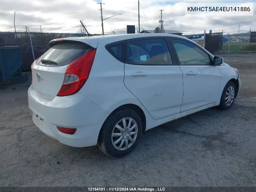 2014 Hyundai Accent Gls/Gs VIN: KMHCT5AE4EU141886 Lot: 12154101