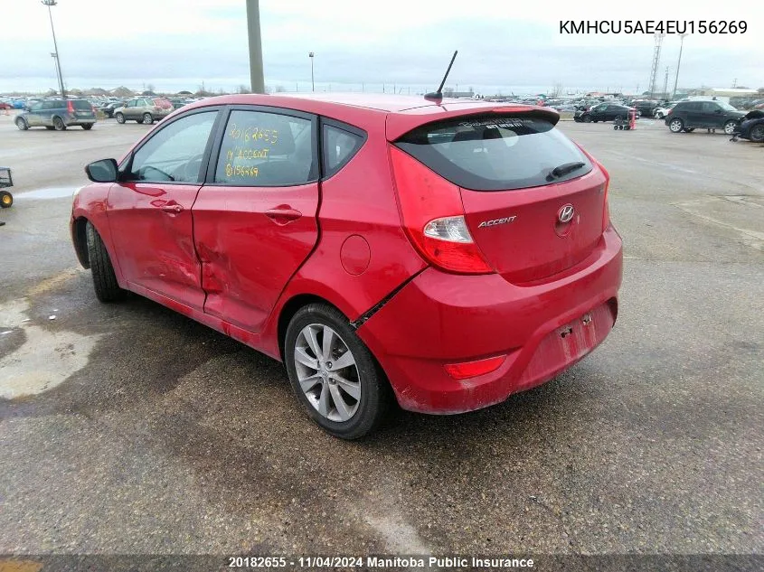 2014 Hyundai Accent Gls VIN: KMHCU5AE4EU156269 Lot: 20182655