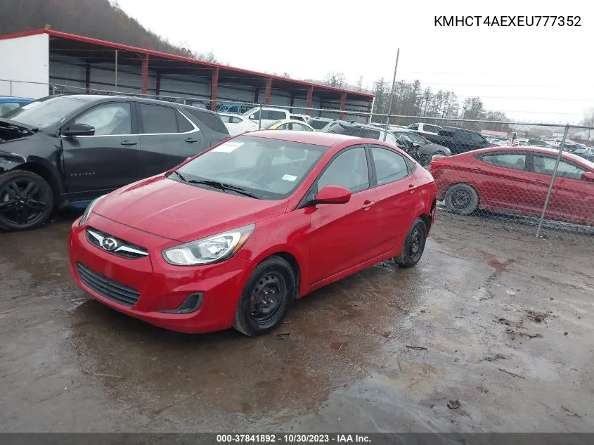 2014 Hyundai Accent Gls VIN: KMHCT4AEXEU777352 Lot: 37841892