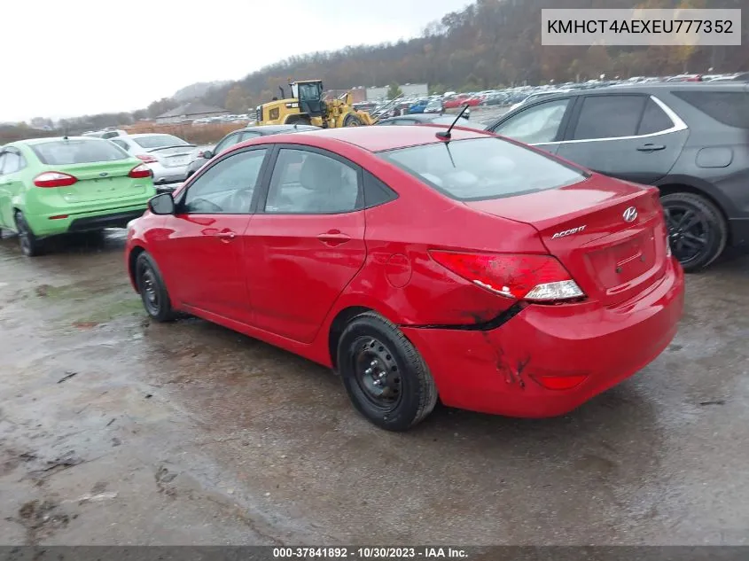 2014 Hyundai Accent Gls VIN: KMHCT4AEXEU777352 Lot: 37841892