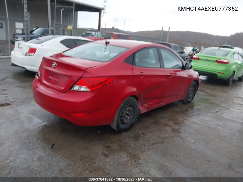 2014 Hyundai Accent Gls VIN: KMHCT4AEXEU777352 Lot: 37841892