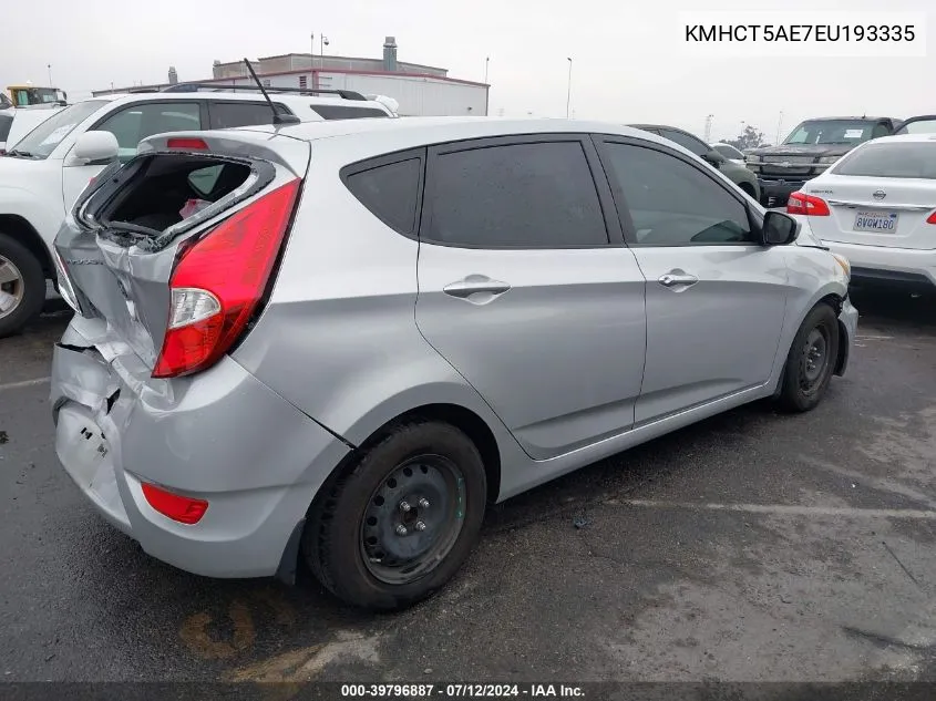 2014 Hyundai Accent Gs VIN: KMHCT5AE7EU193335 Lot: 39796887