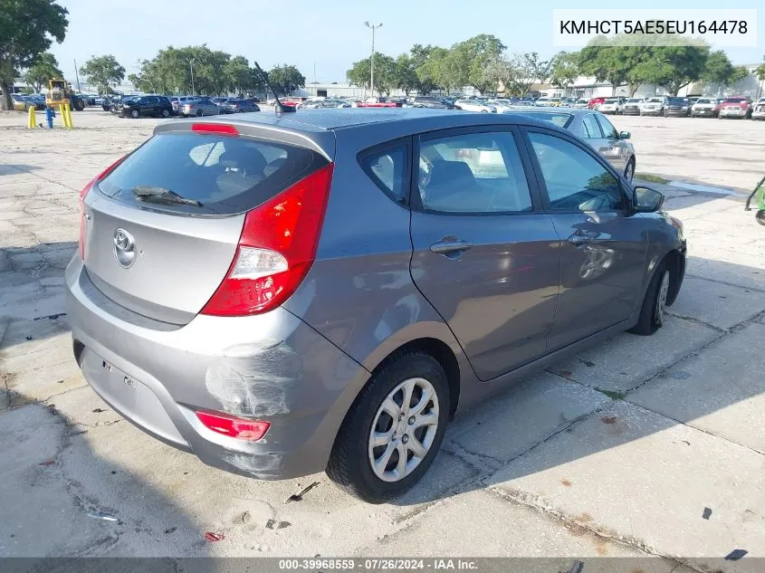 2014 Hyundai Accent Gs VIN: KMHCT5AE5EU164478 Lot: 39968559