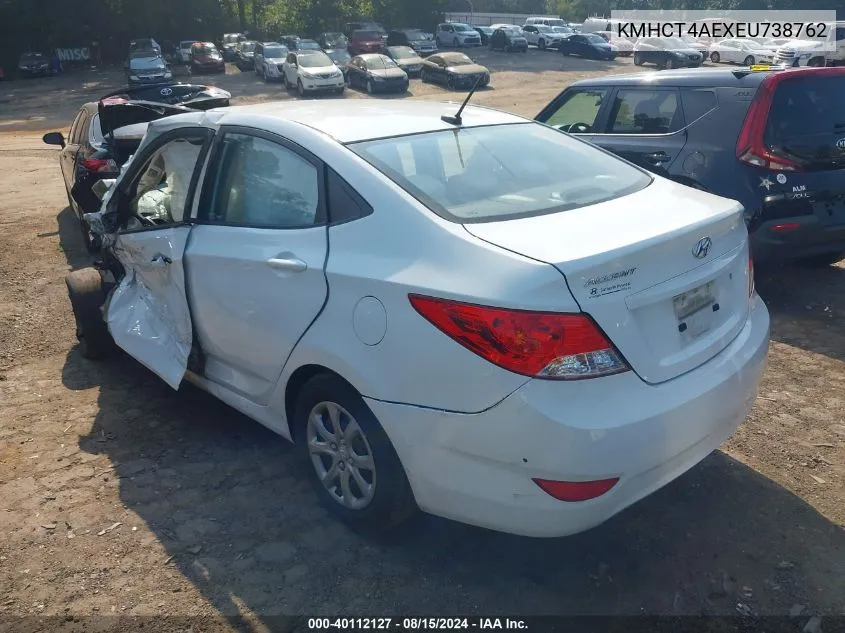 2014 Hyundai Accent Gls VIN: KMHCT4AEXEU738762 Lot: 40112127