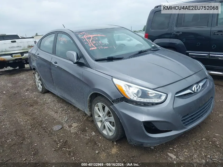 2014 Hyundai Accent Gls VIN: KMHCU4AE2EU752068 Lot: 40132969