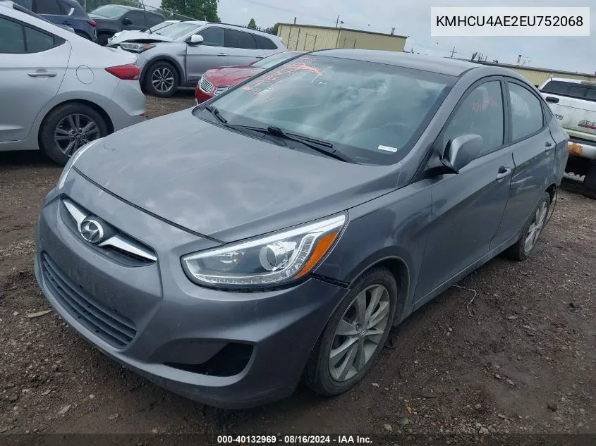 2014 Hyundai Accent Gls VIN: KMHCU4AE2EU752068 Lot: 40132969