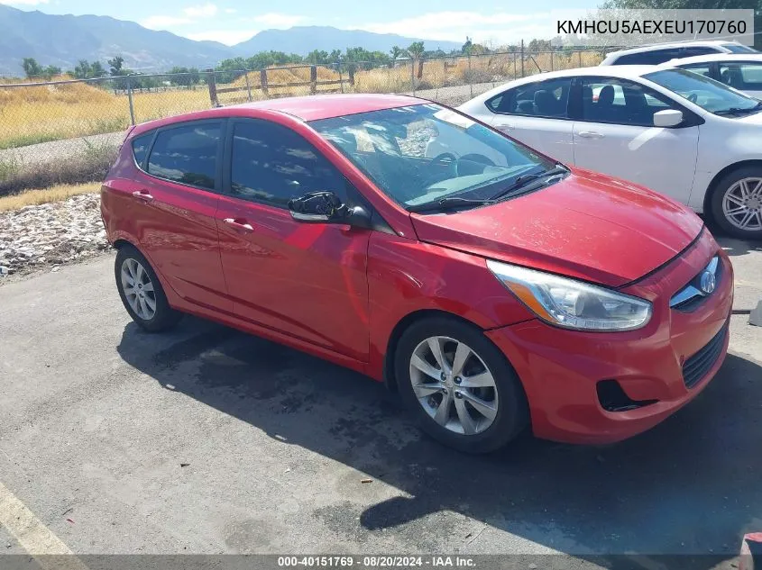 2014 Hyundai Accent Gls/Se VIN: KMHCU5AEXEU170760 Lot: 40151769