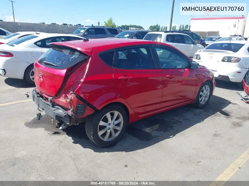 KMHCU5AEXEU170760 2014 Hyundai Accent Gls/Se