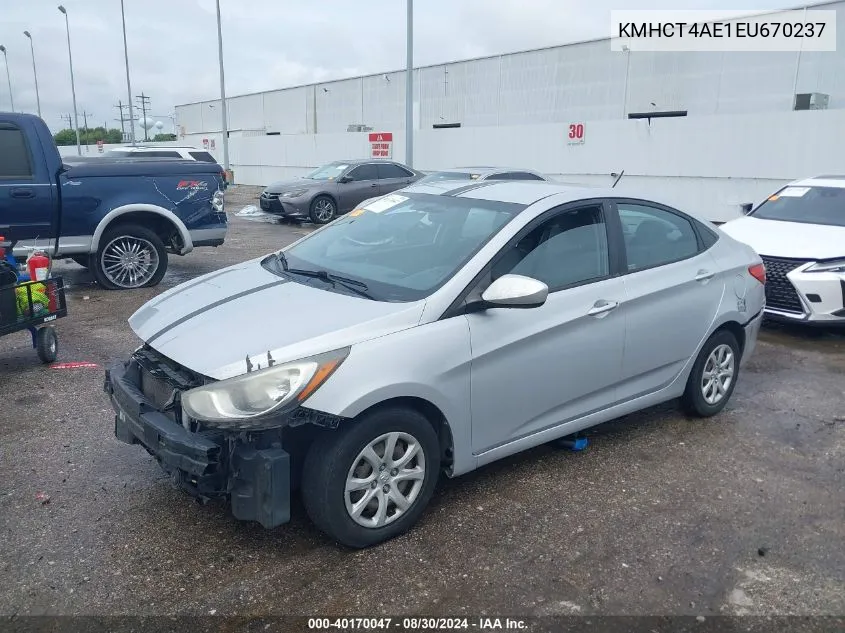 2014 Hyundai Accent Gls VIN: KMHCT4AE1EU670237 Lot: 40170047