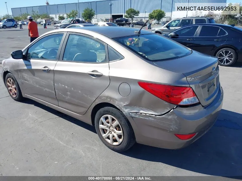 2014 Hyundai Accent Gls VIN: KMHCT4AE5EU692953 Lot: 40170055