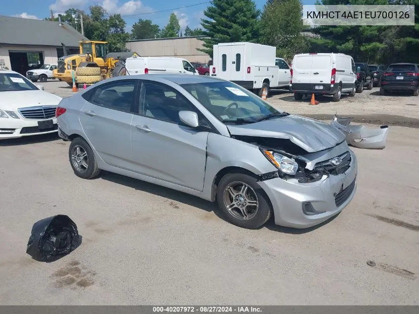 2014 Hyundai Accent Gls VIN: KMHCT4AE1EU700126 Lot: 40207972