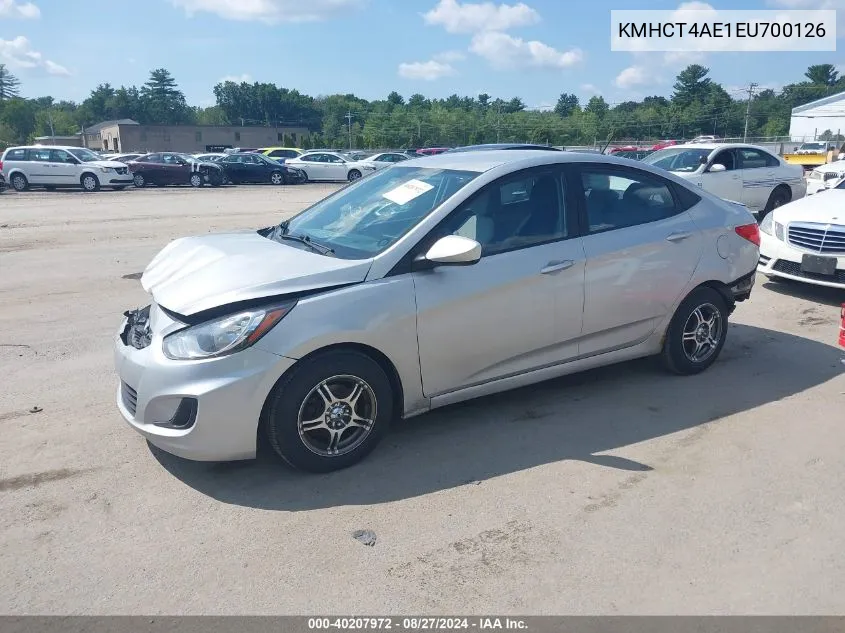 2014 Hyundai Accent Gls VIN: KMHCT4AE1EU700126 Lot: 40207972