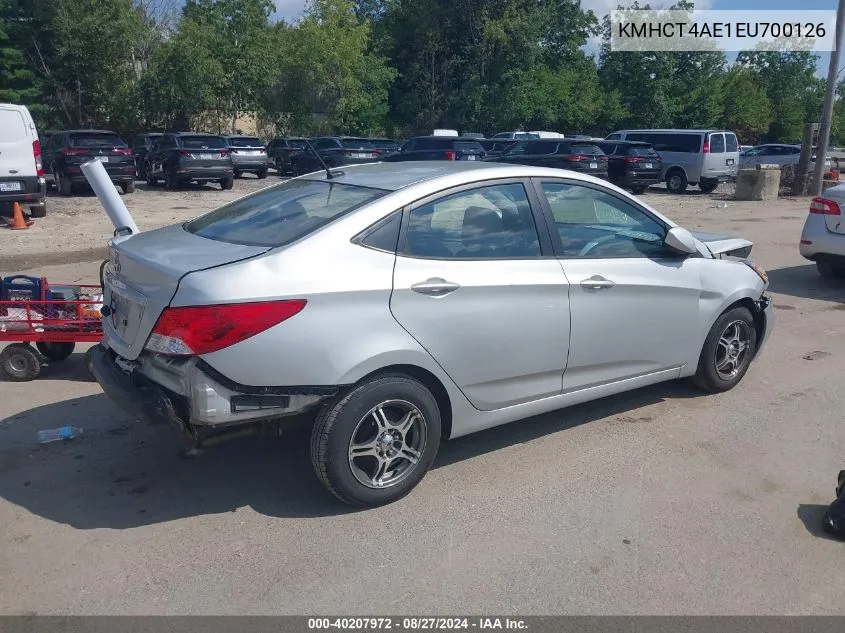 2014 Hyundai Accent Gls VIN: KMHCT4AE1EU700126 Lot: 40207972