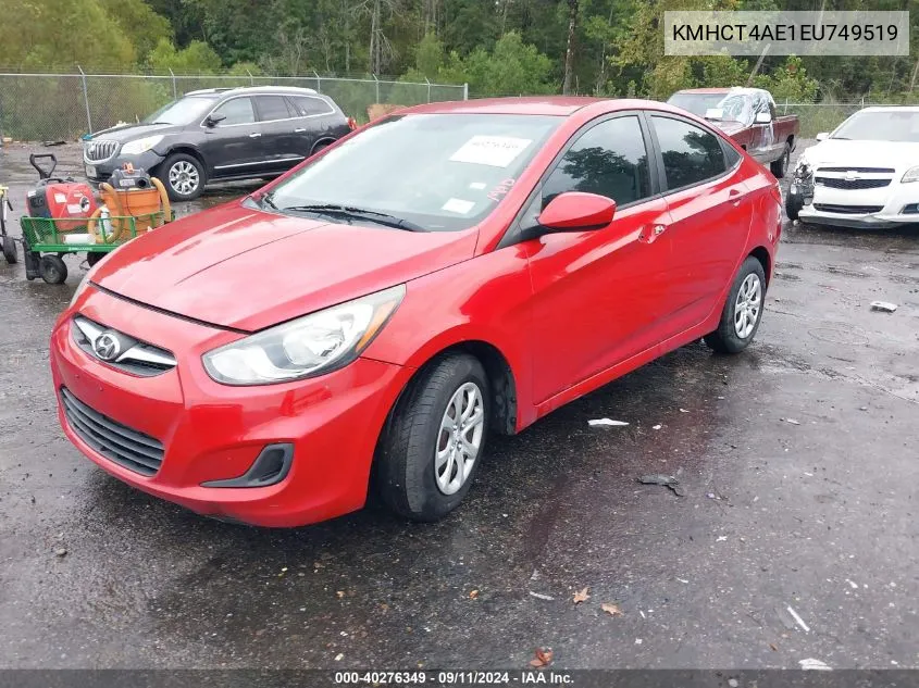 2014 Hyundai Accent Gls VIN: KMHCT4AE1EU749519 Lot: 40276349