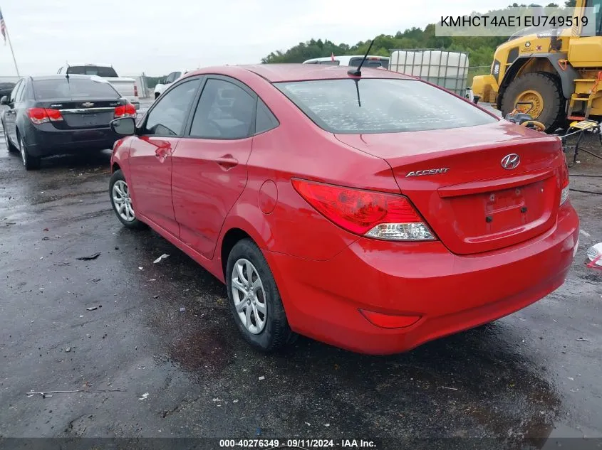 2014 Hyundai Accent Gls VIN: KMHCT4AE1EU749519 Lot: 40276349