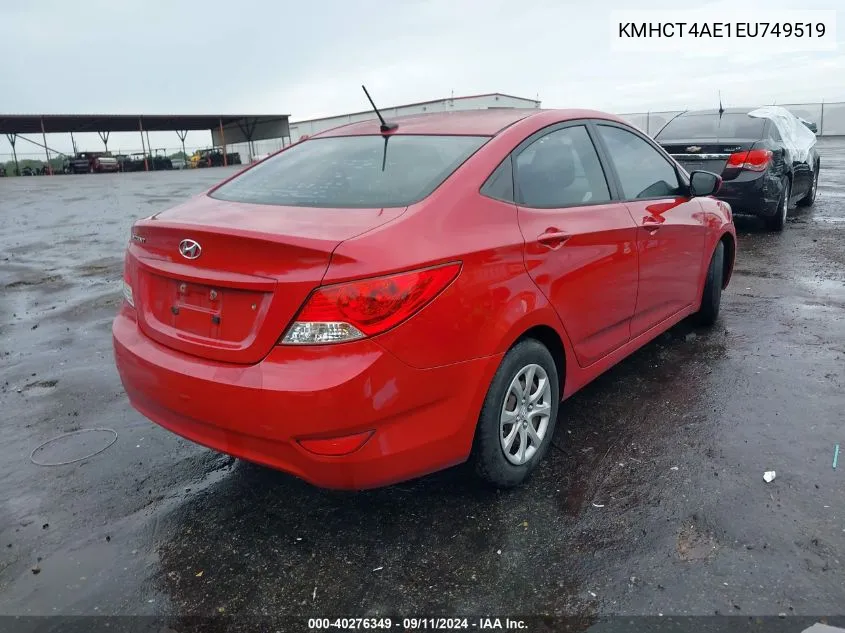 2014 Hyundai Accent Gls VIN: KMHCT4AE1EU749519 Lot: 40276349